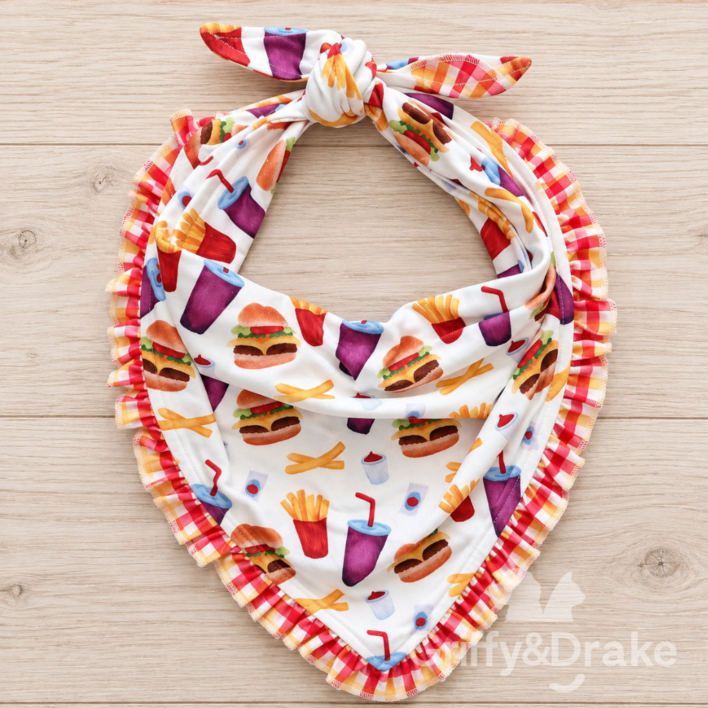 Barking for Burgers Ruffle Bandana