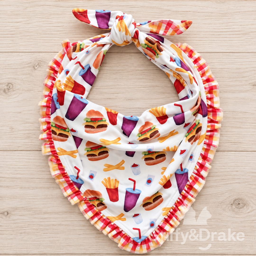 Barking for Burgers Ruffle Bandana
